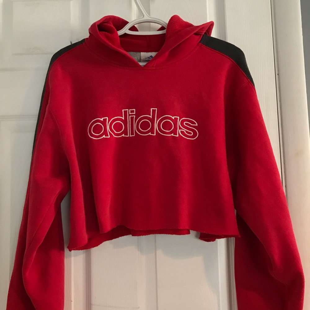 Adidas cropped red hoodie